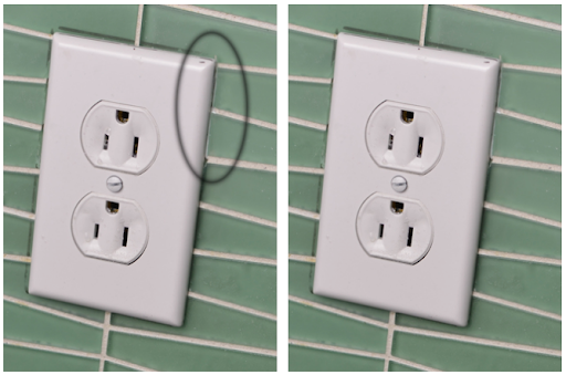 Avoid Shadowing on Edges Near Outlets and Light Switch Covers When Installing Glass Tile