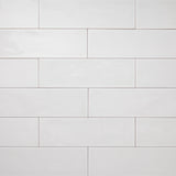 Ash White ceramic wall tile in gloss, Nomad 3.5 × 12