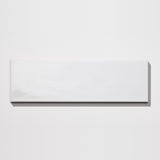 Ash White ceramic wall tile in gloss, Nomad 3.5 × 12