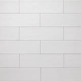 Ash White matte ceramic wall tile, Nomad 3.5 × 12 in