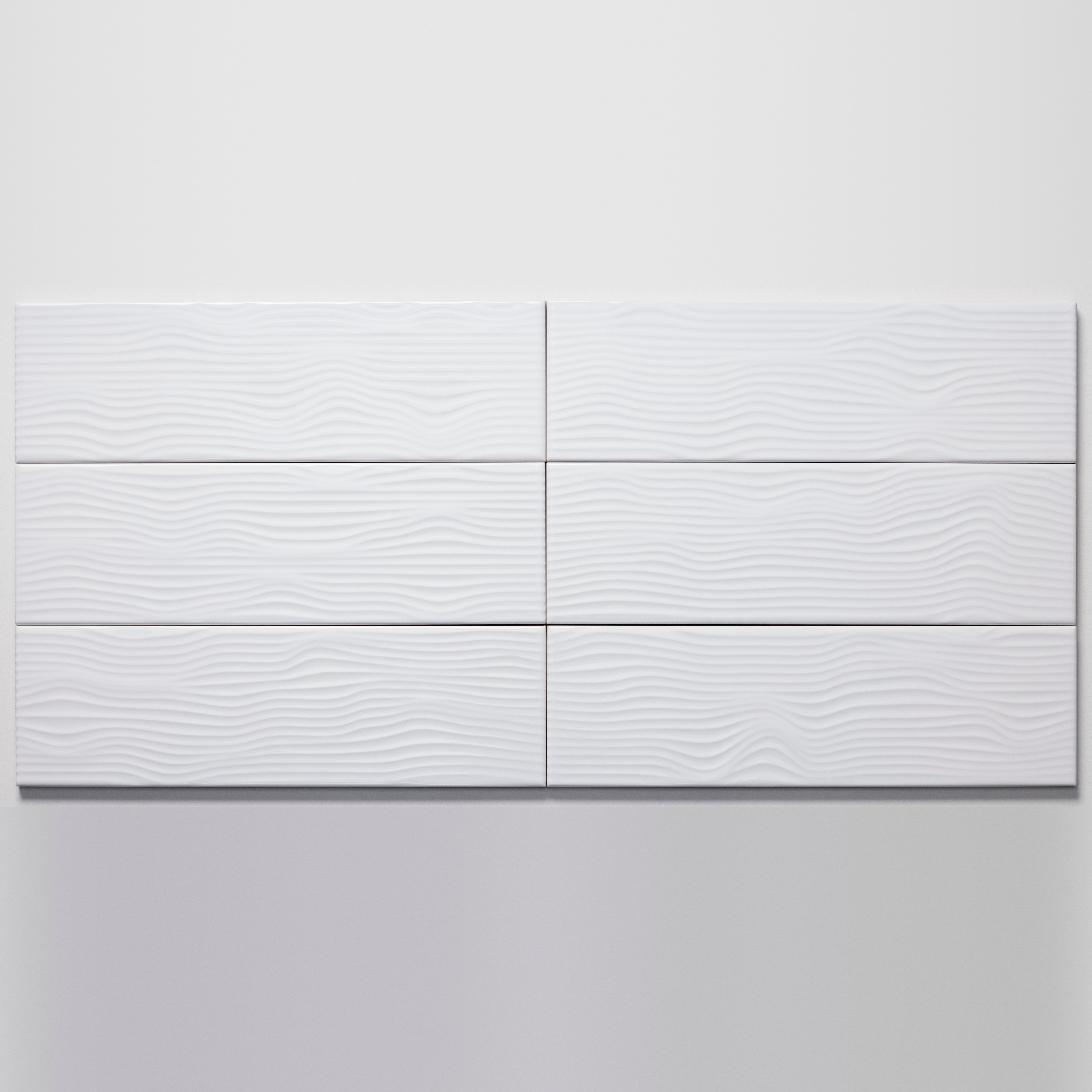 Ebb and Flow Just White ceramic wall tile, Nomad 3.5 × 12