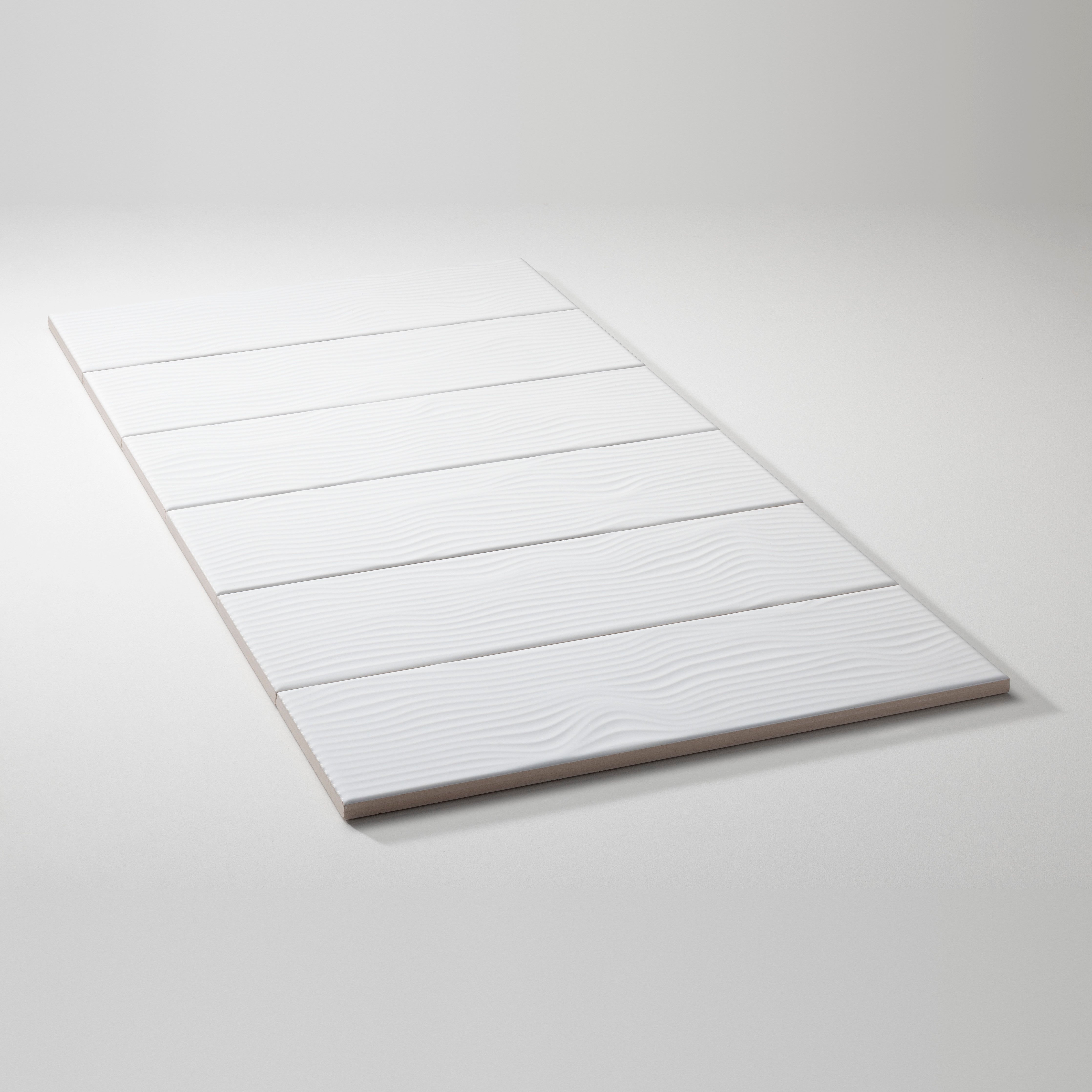 Ebb and Flow Just White ceramic wall tile, Nomad 3.5 × 12