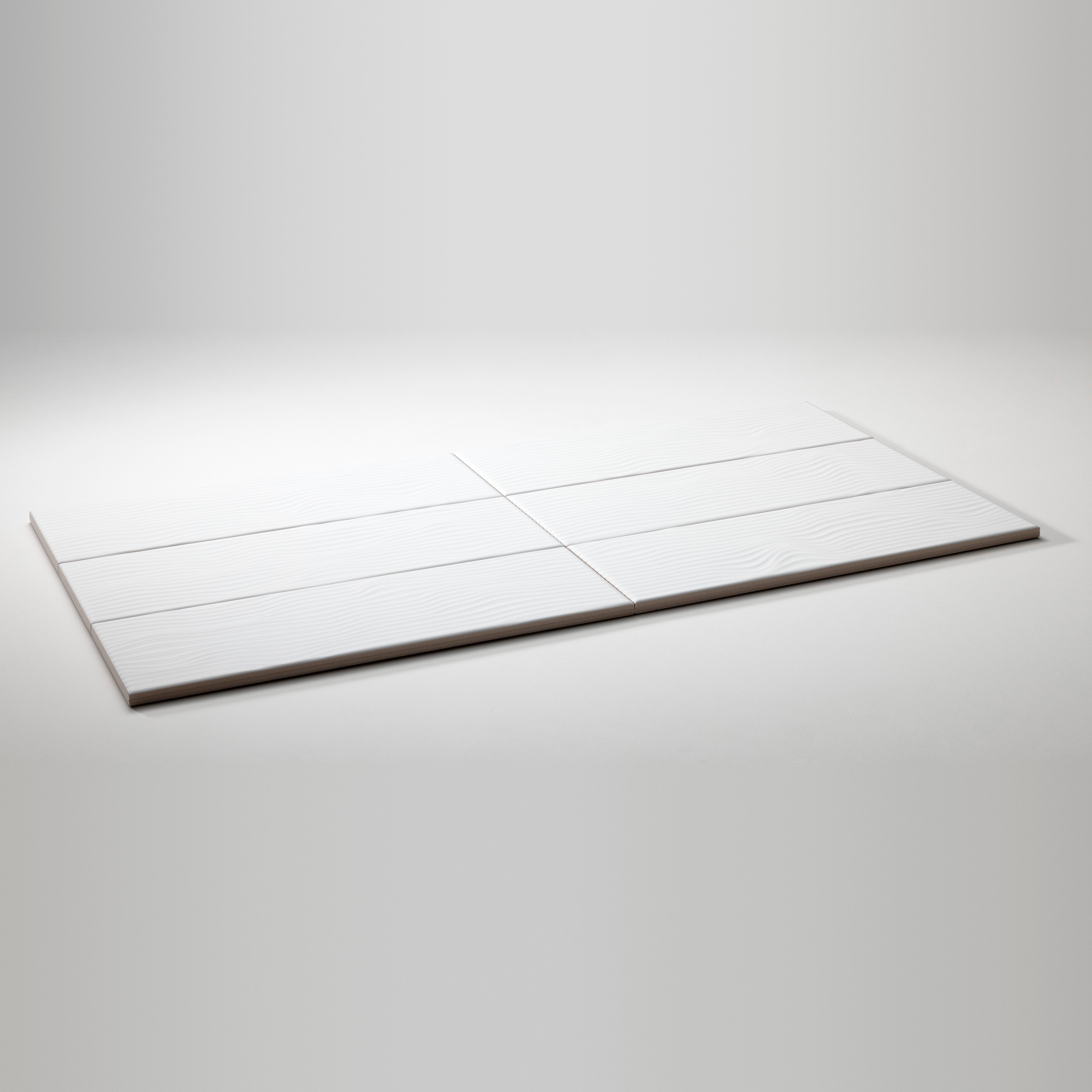 Ebb and Flow Just White ceramic wall tile, Nomad 3.5 × 12