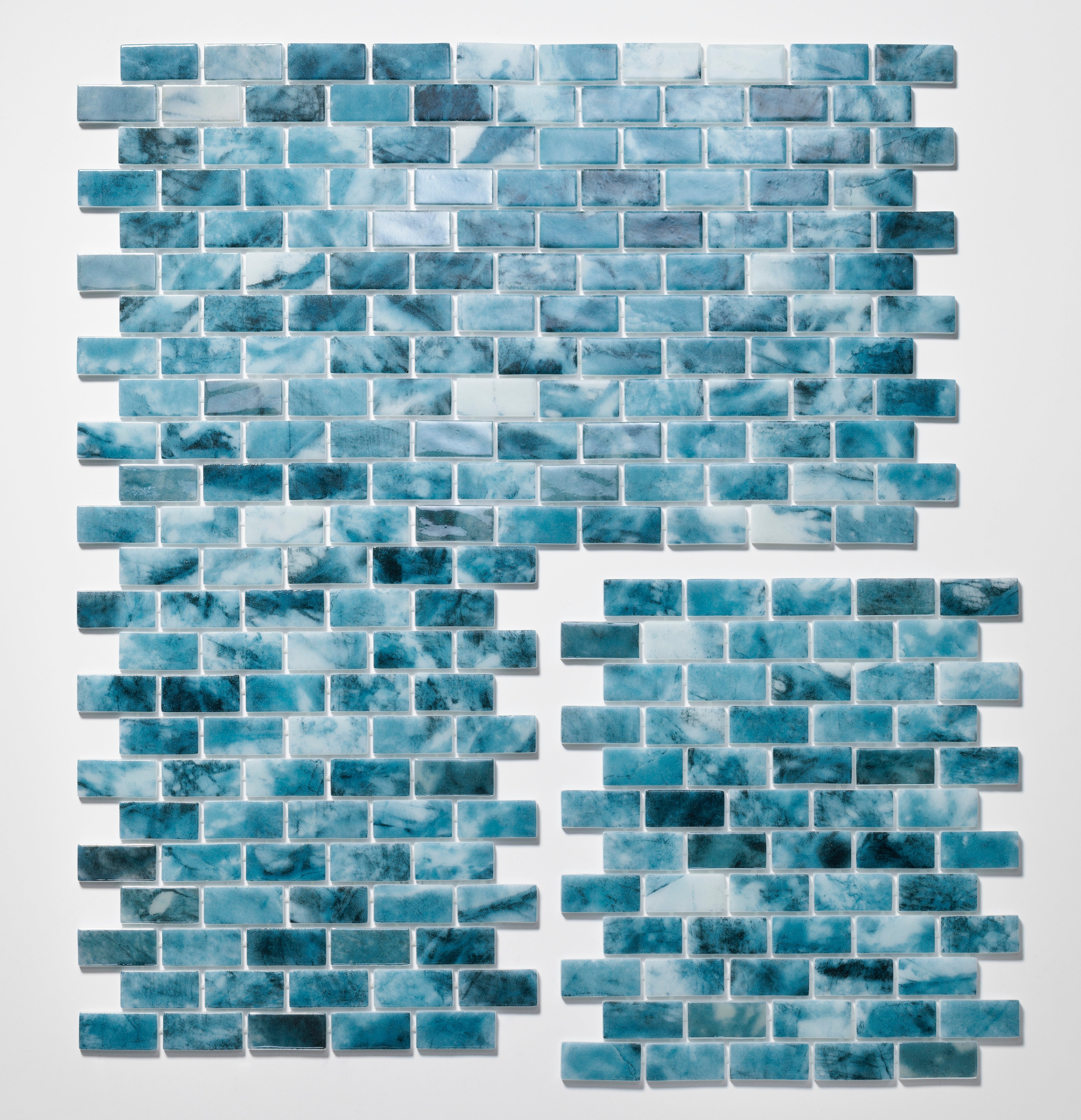 Breaker 1x2 Offset Glass Mosaic Pool Tile