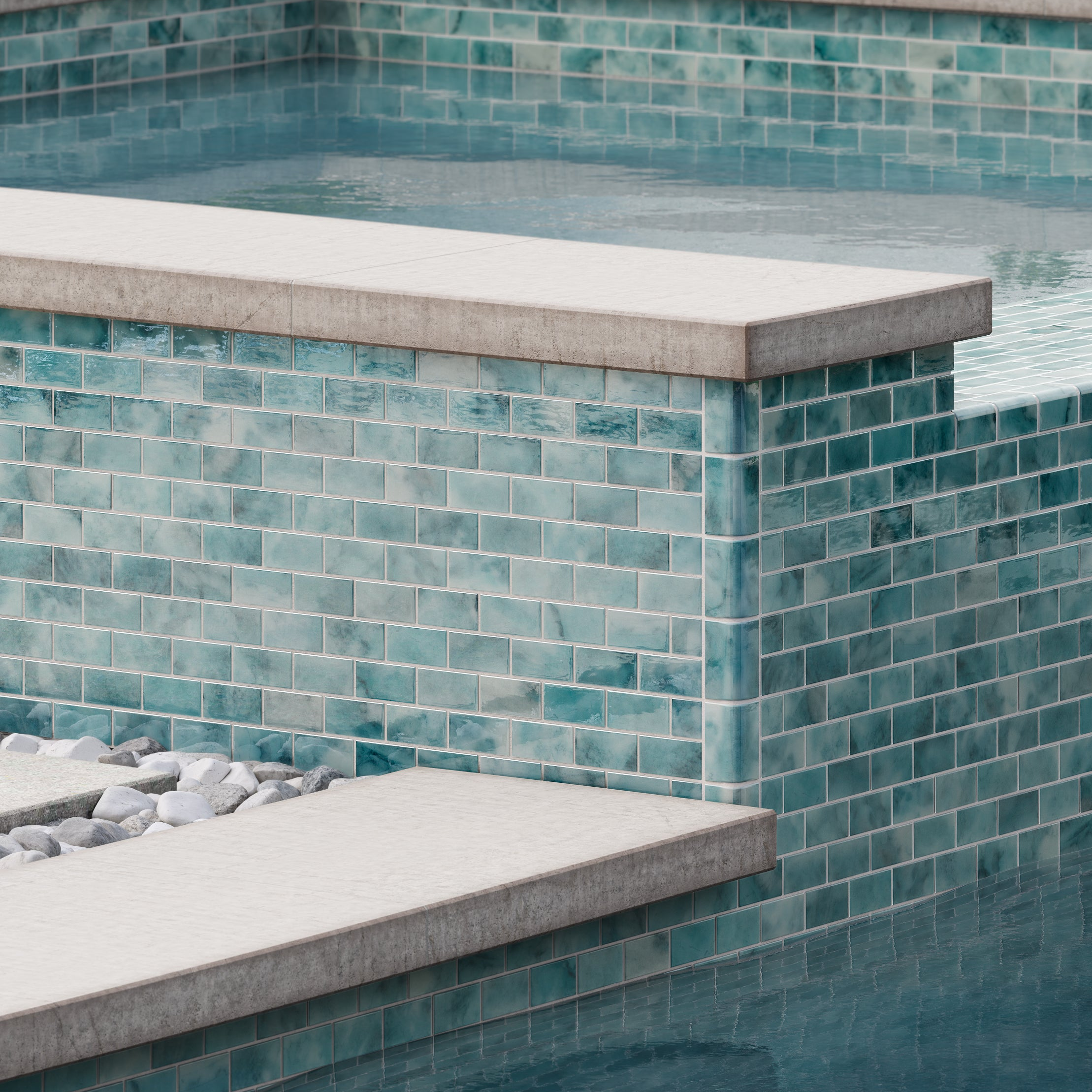 The Shallows 2x2 V Cap Glass Pool Trim
