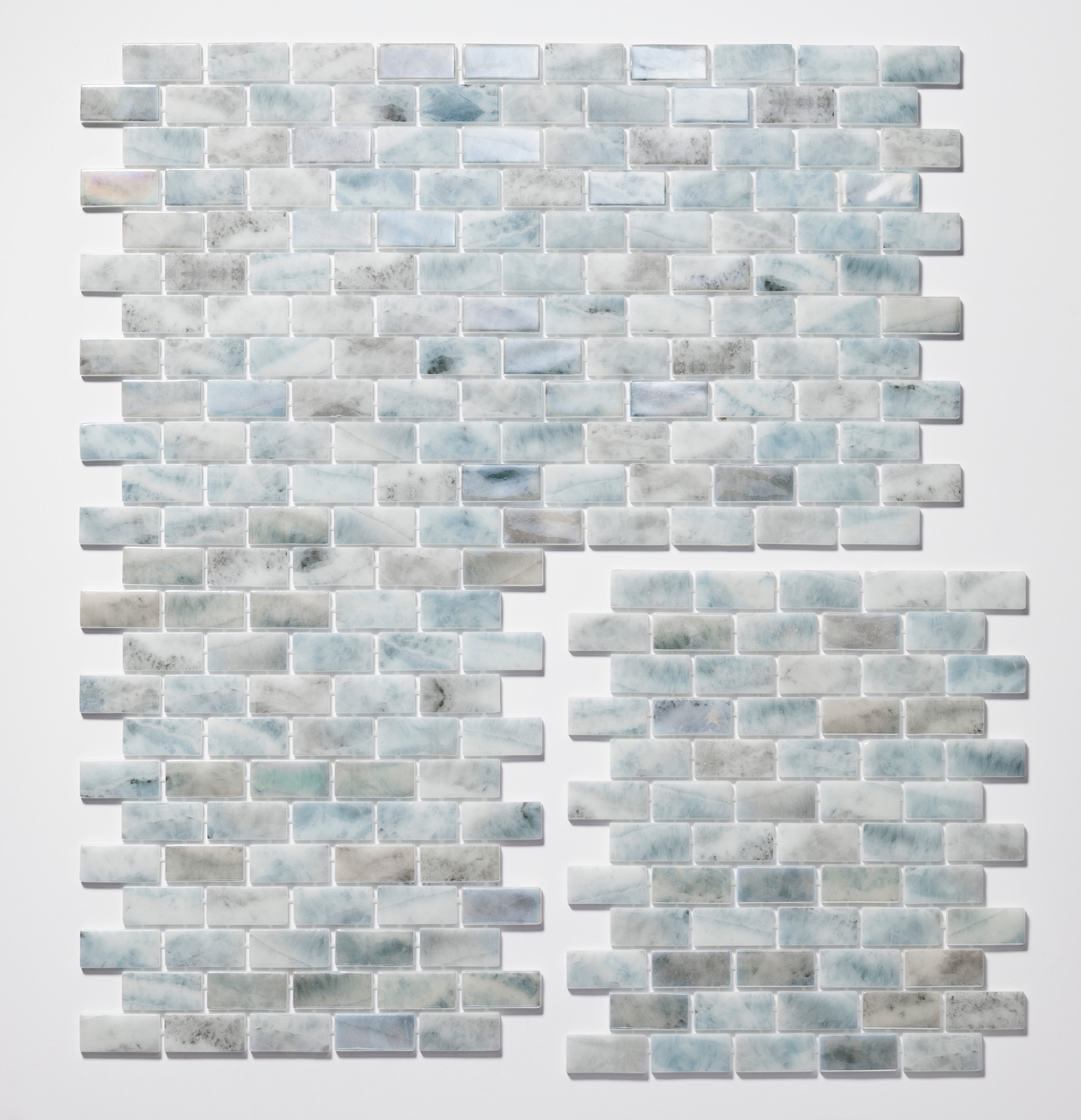 Salt Mist 1x2 Offset Glass Mosaic Pool Tile