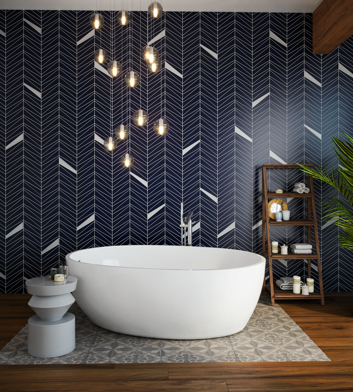 Palms | Midnight Matte bathroom wall