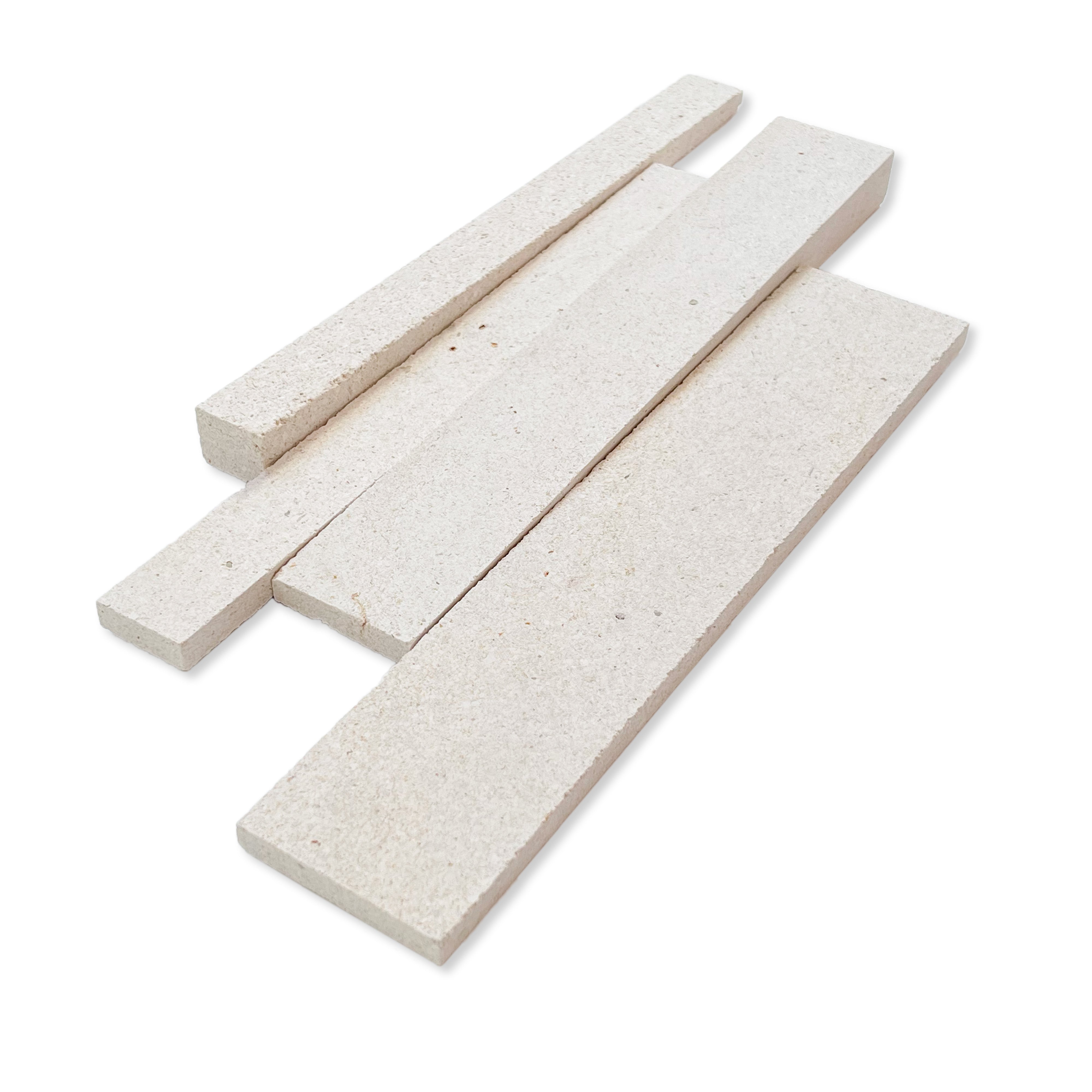 V Parallels White Fossil Honed