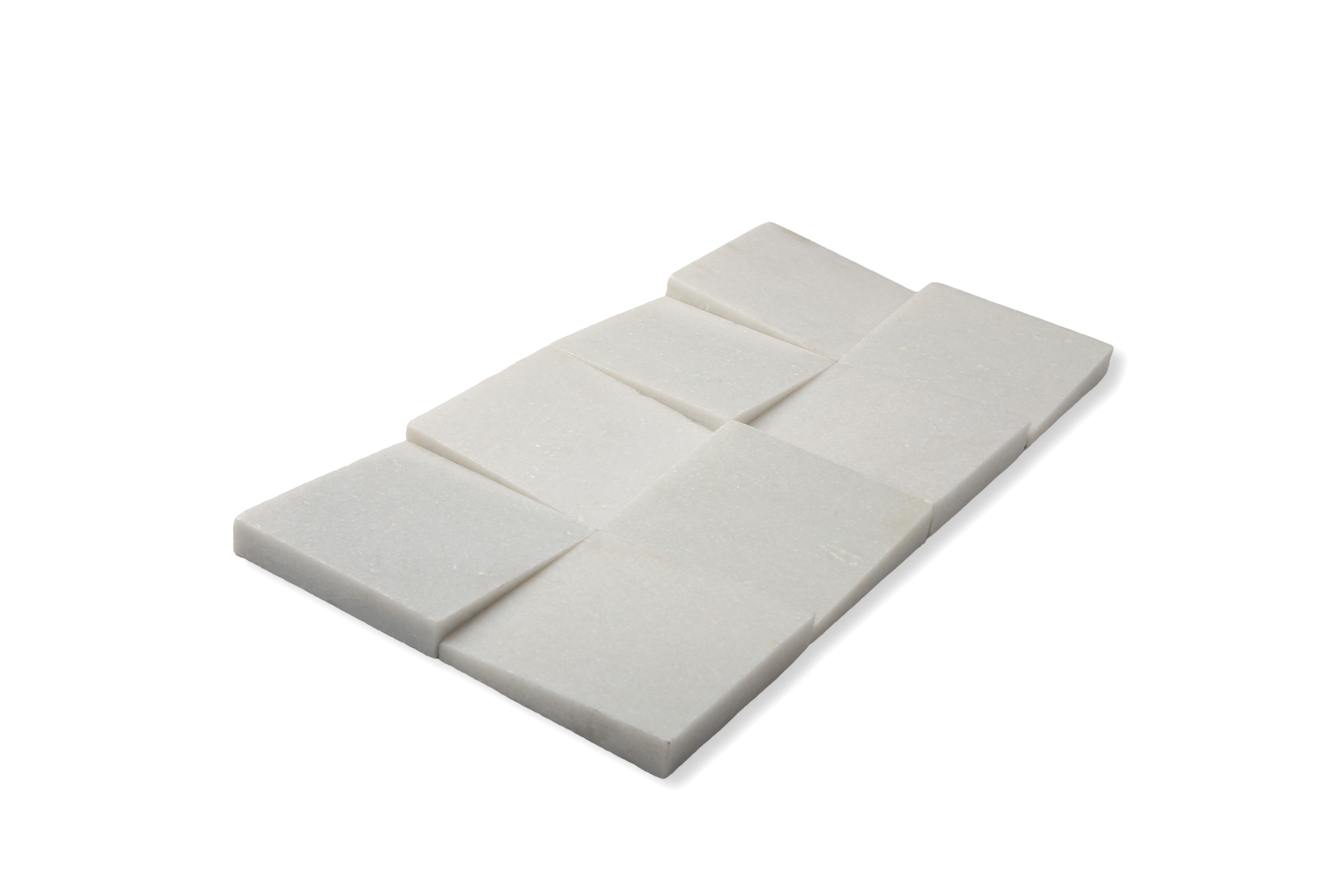 V Squares Crystal White Honed
