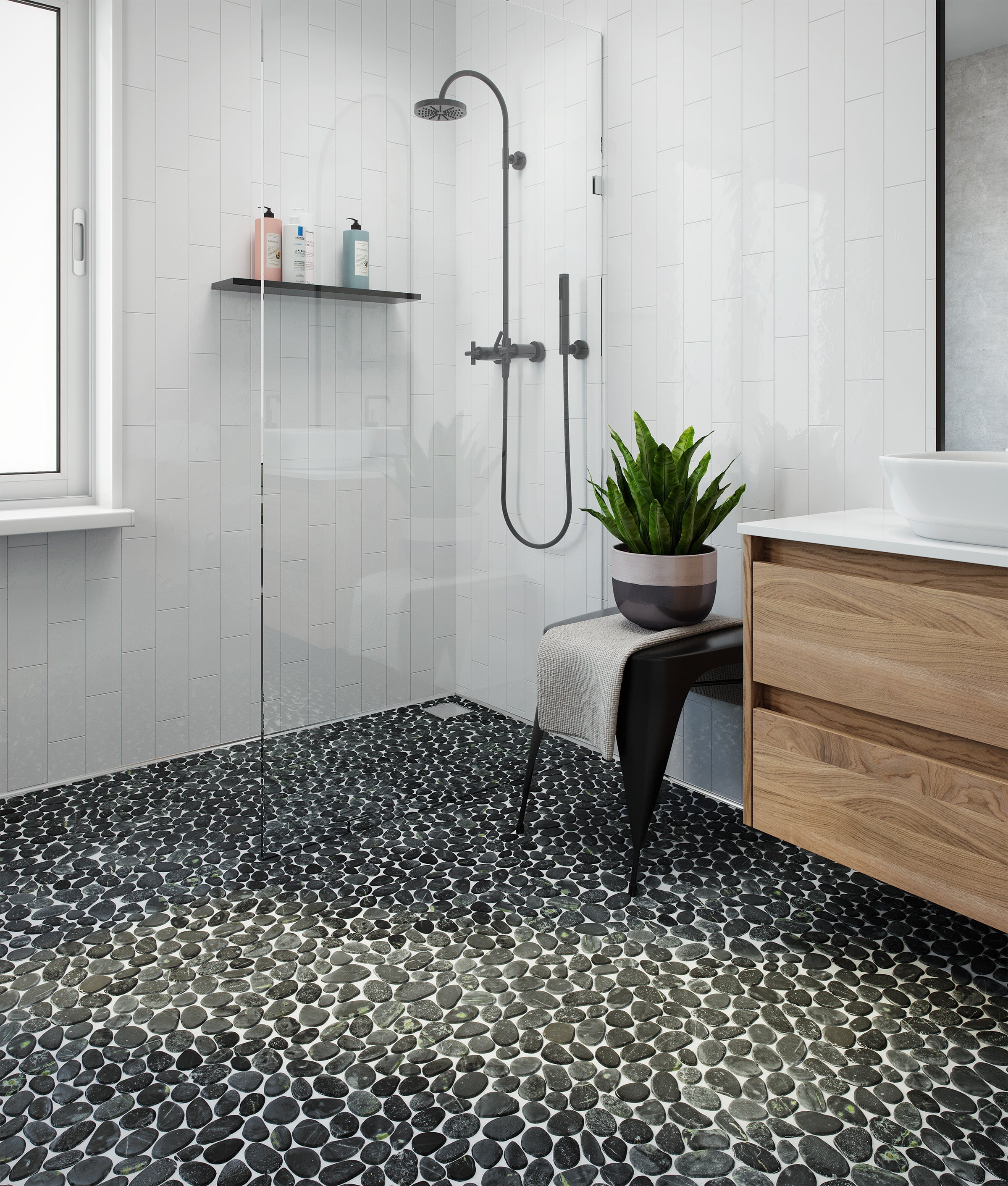 Level Pebble Medan Charcoal Honed