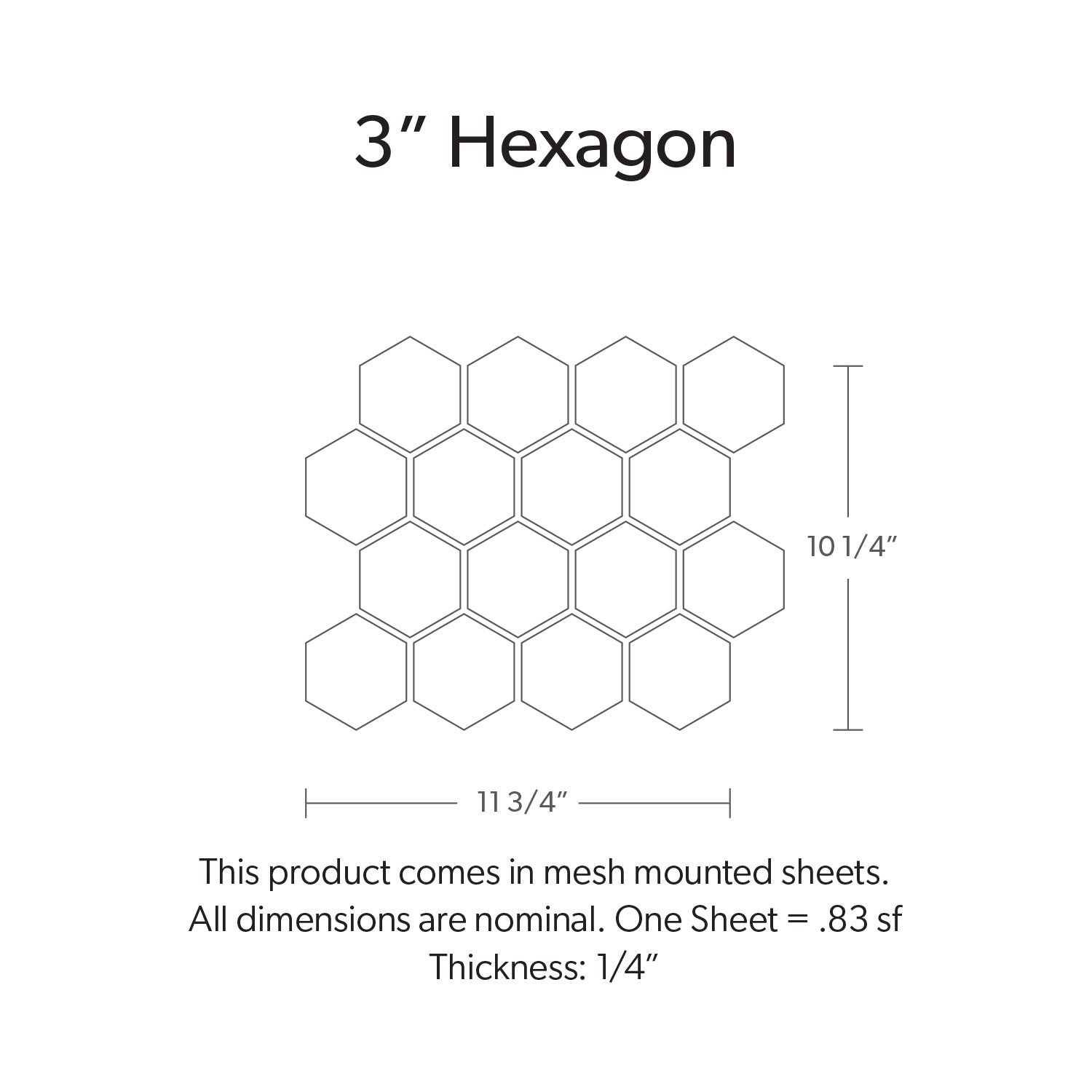 3" Hexagon Midnight Matte