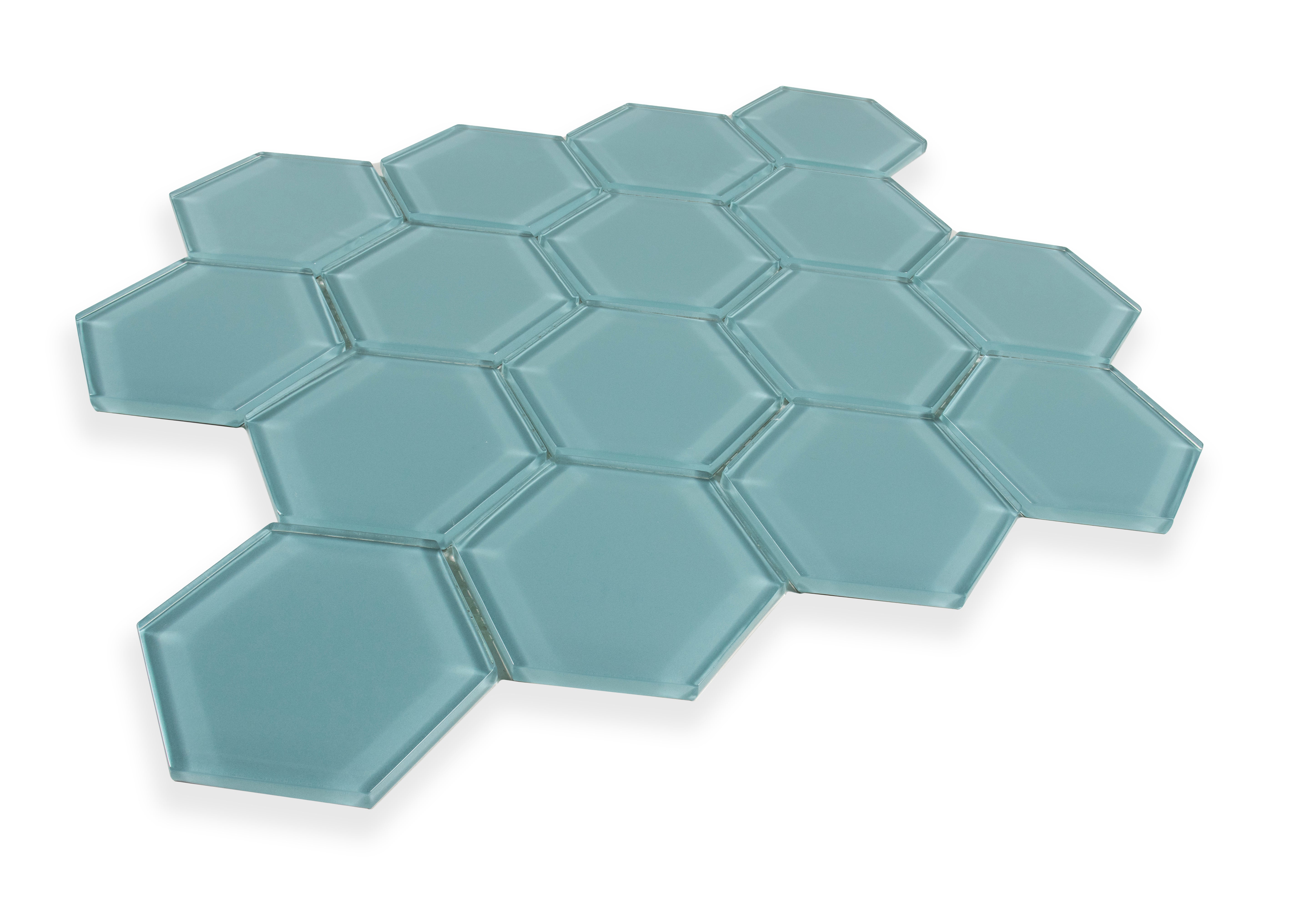 3" Hexagon Azure Gloss