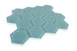 3" Hexagon Azure Gloss