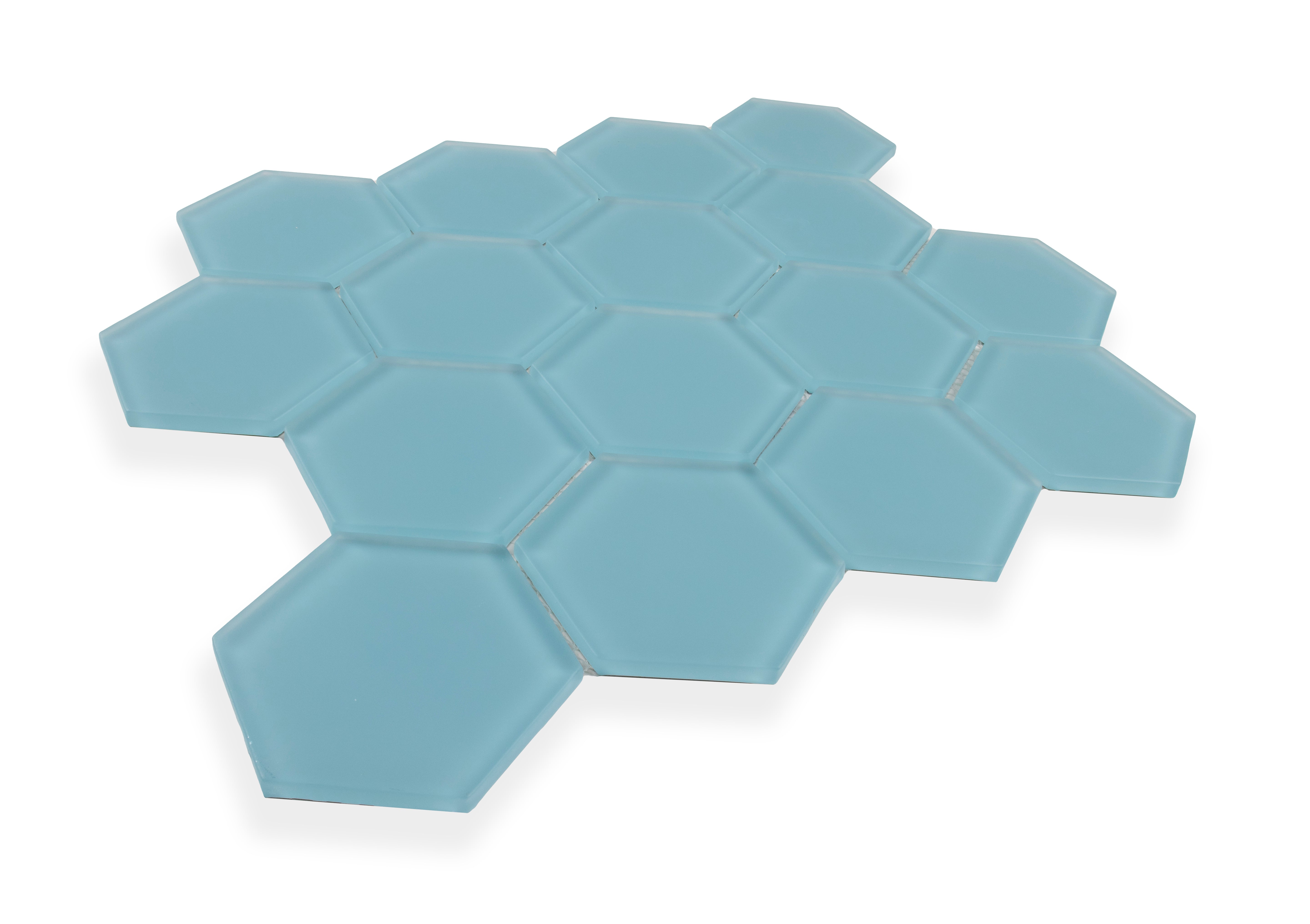 3" Hexagon Azure Matte