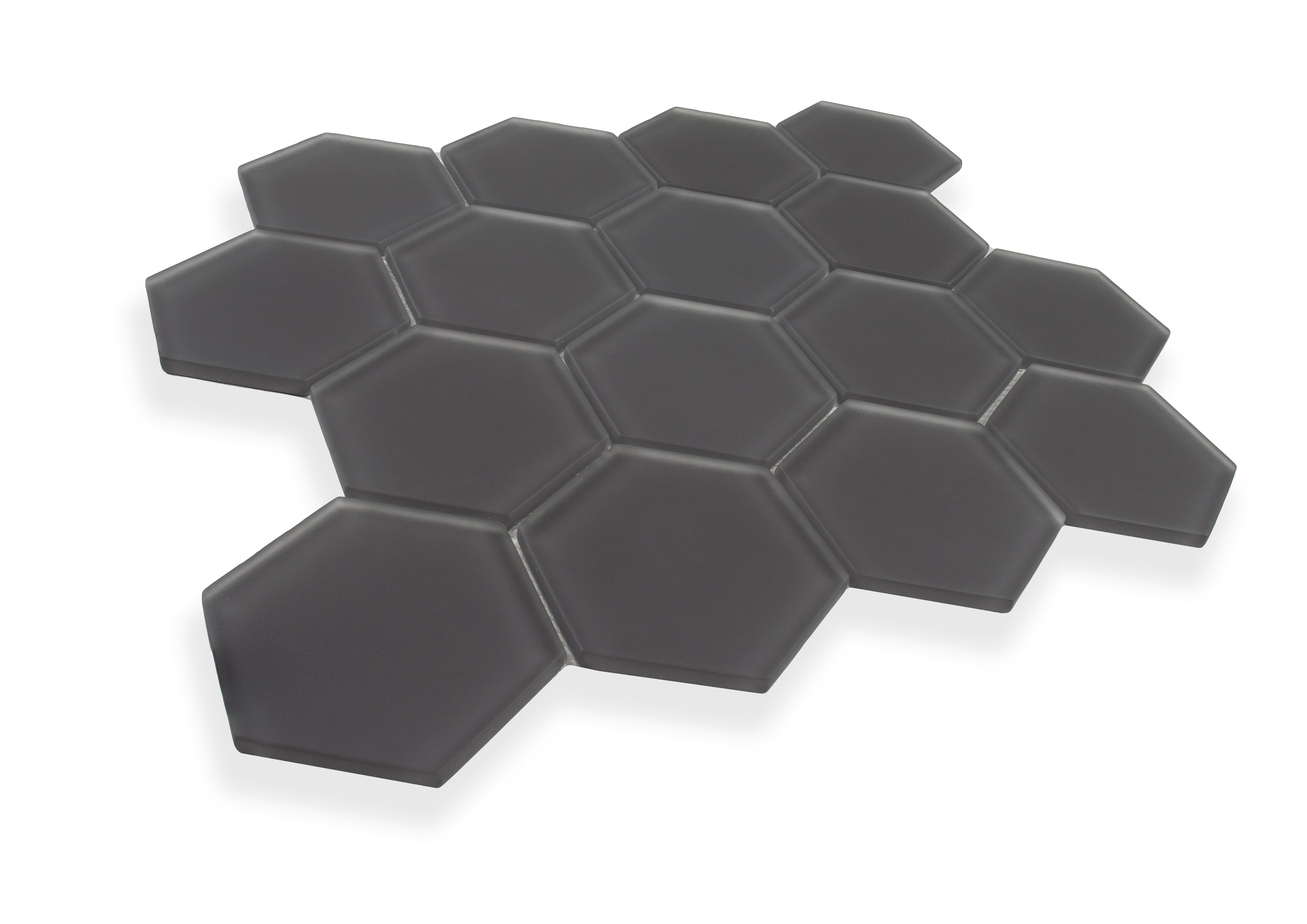 3" Hexagon Graphite Matte