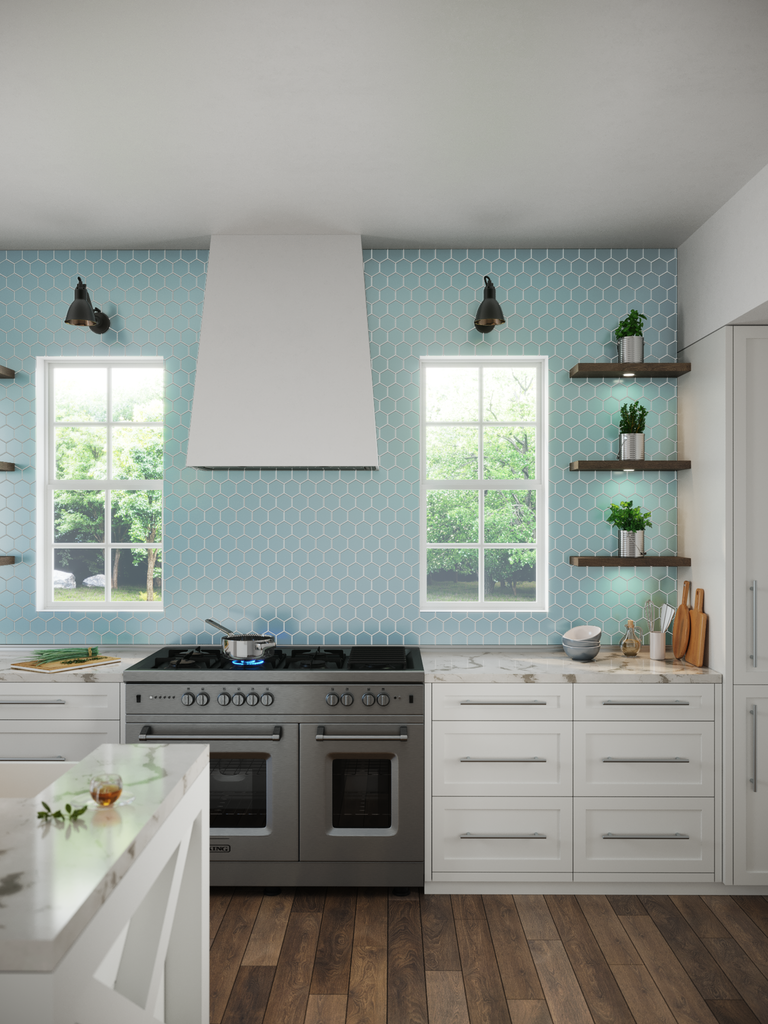 3" Hexagon | Oceania Gloss kitchen backsplash