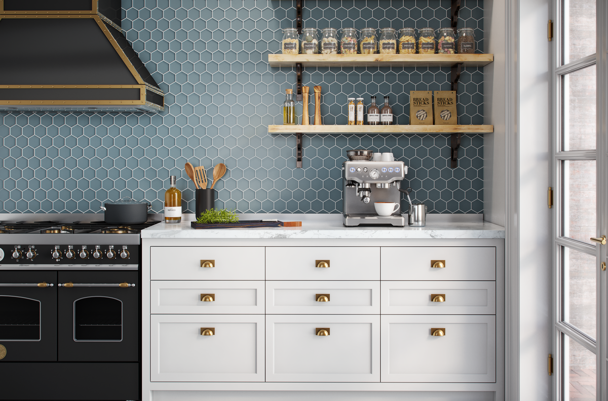 3" Hexagon | Stratos Matte kitchen backsplash