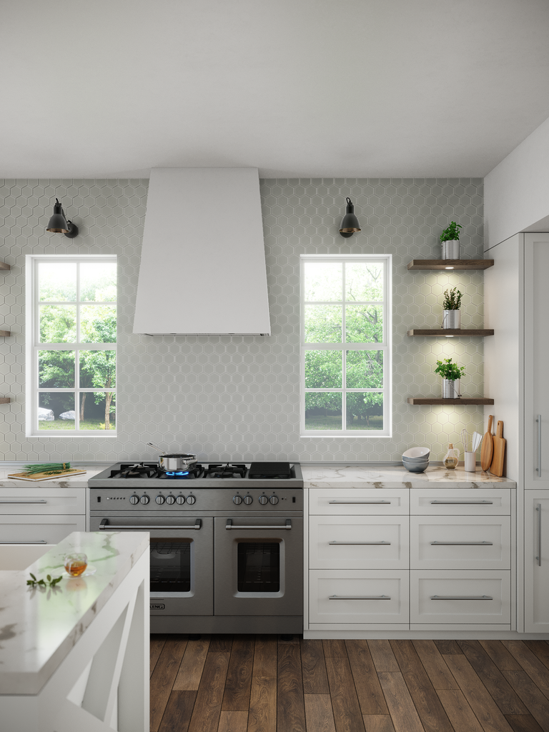 3" Hexagon | Tule Gloss kitchen backsplash