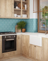 Elongated Hexagon Azure Matte