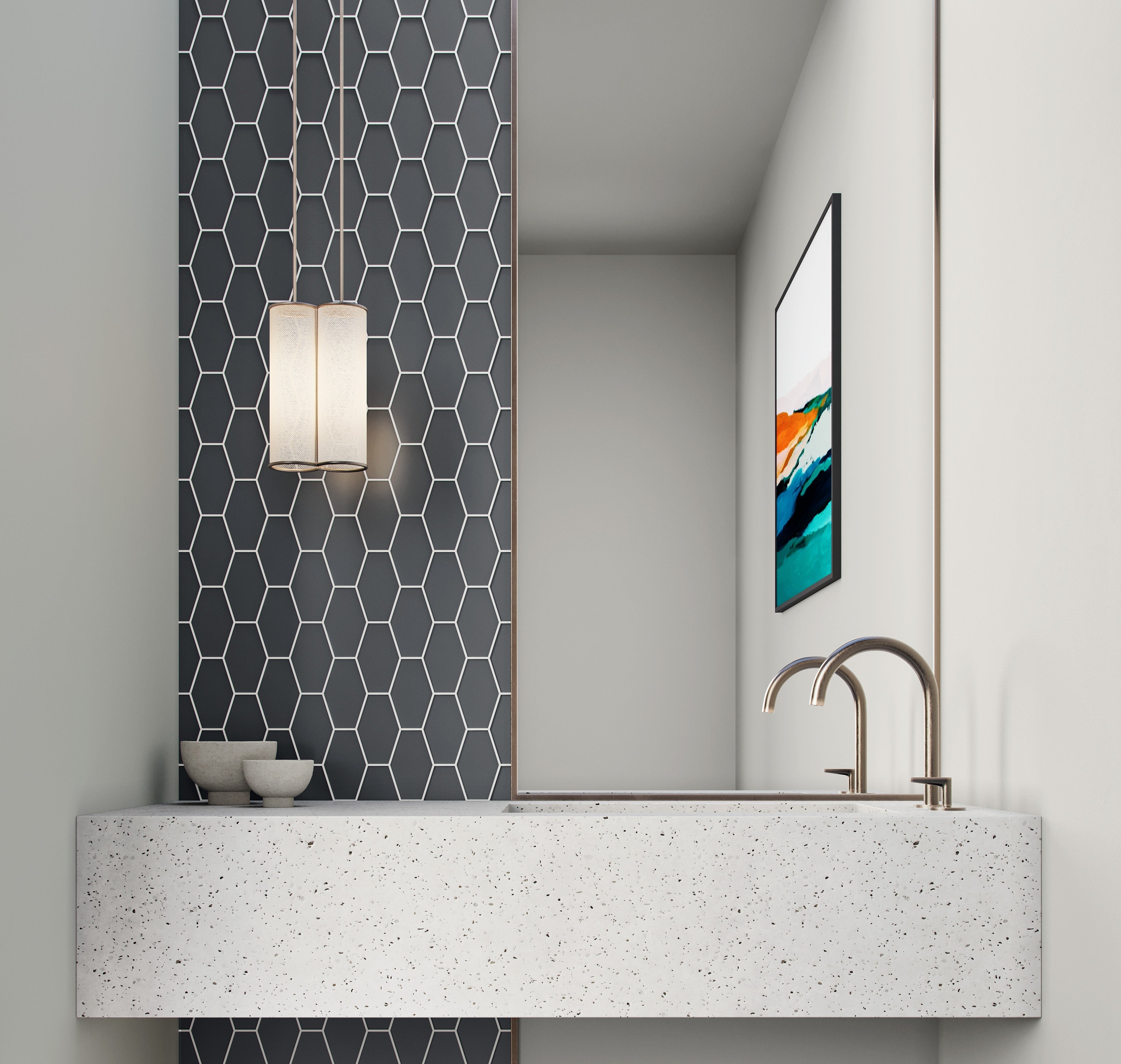 Elongated Hexagon Graphite Matte