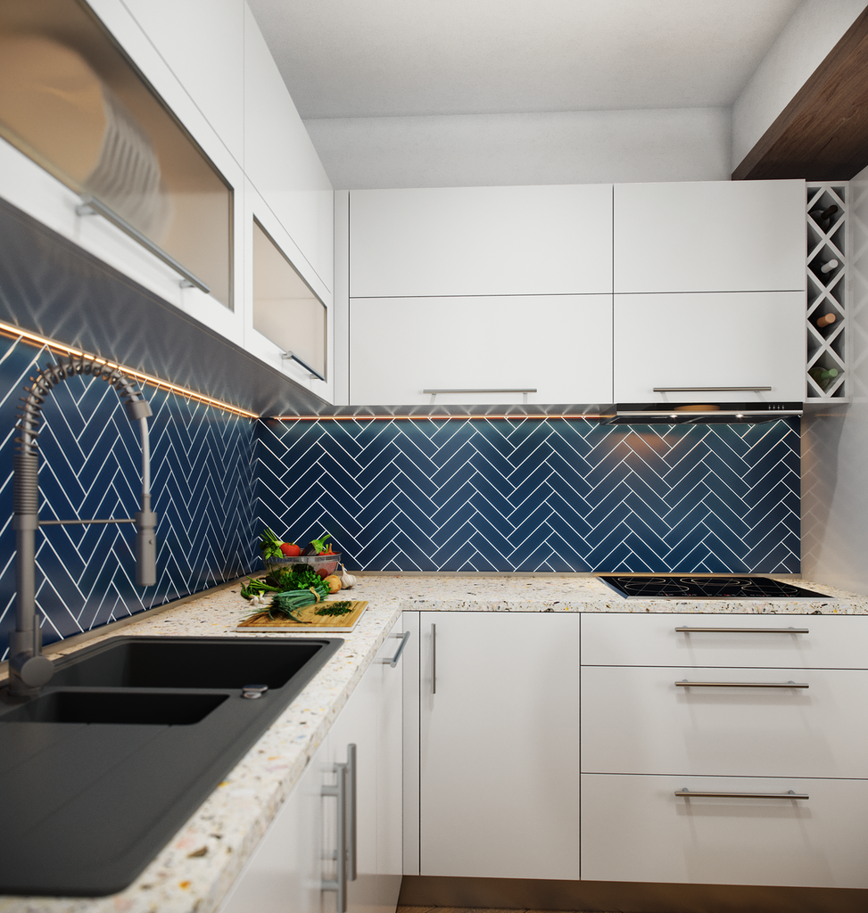 2"x8" | Midnight Matte kitchen backsplash