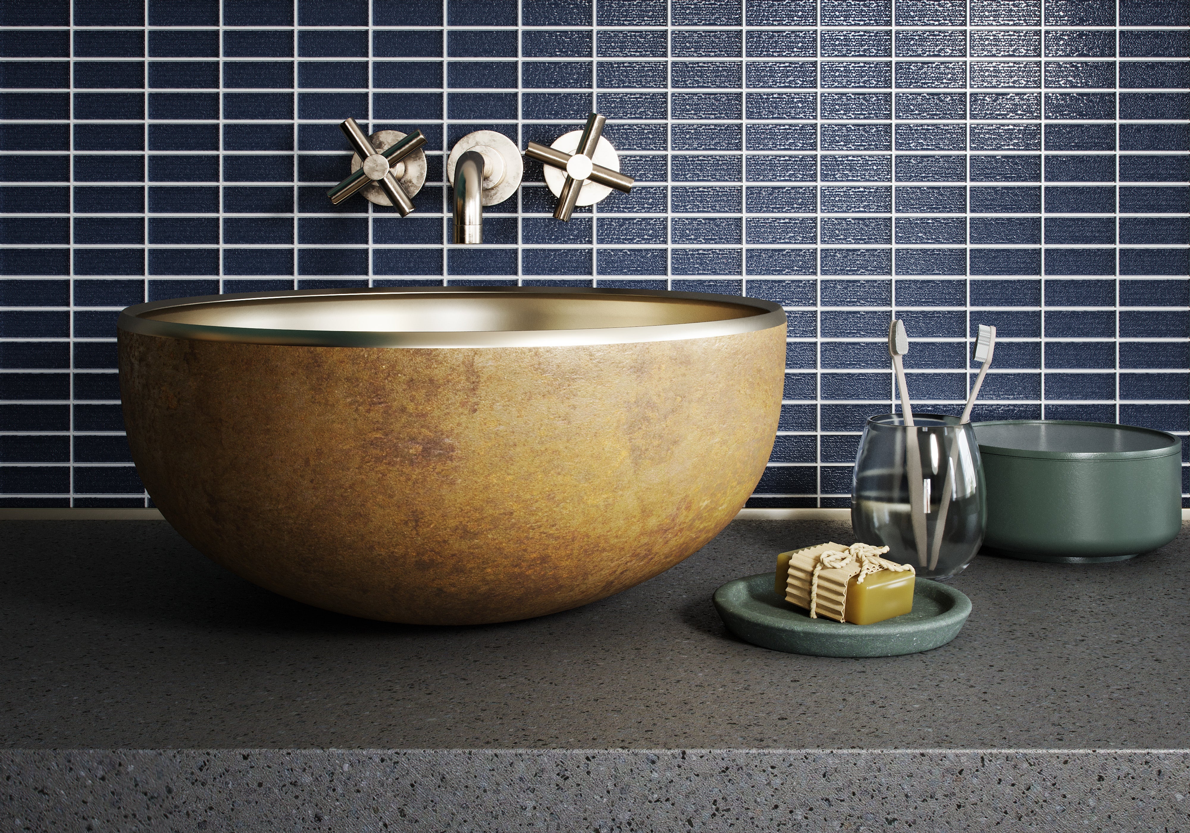 1"x2" Straight Set Midnight Cascade