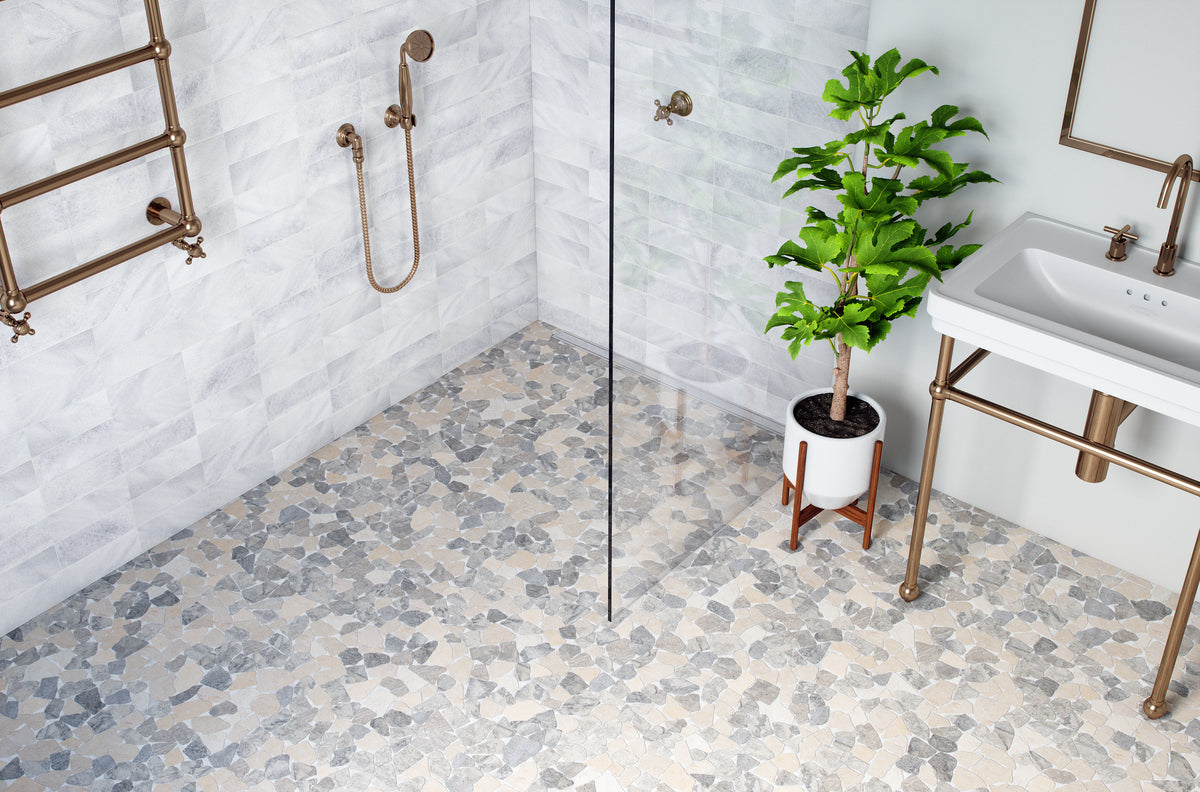 Random Swirl Grey & Beige Marble Tumbled