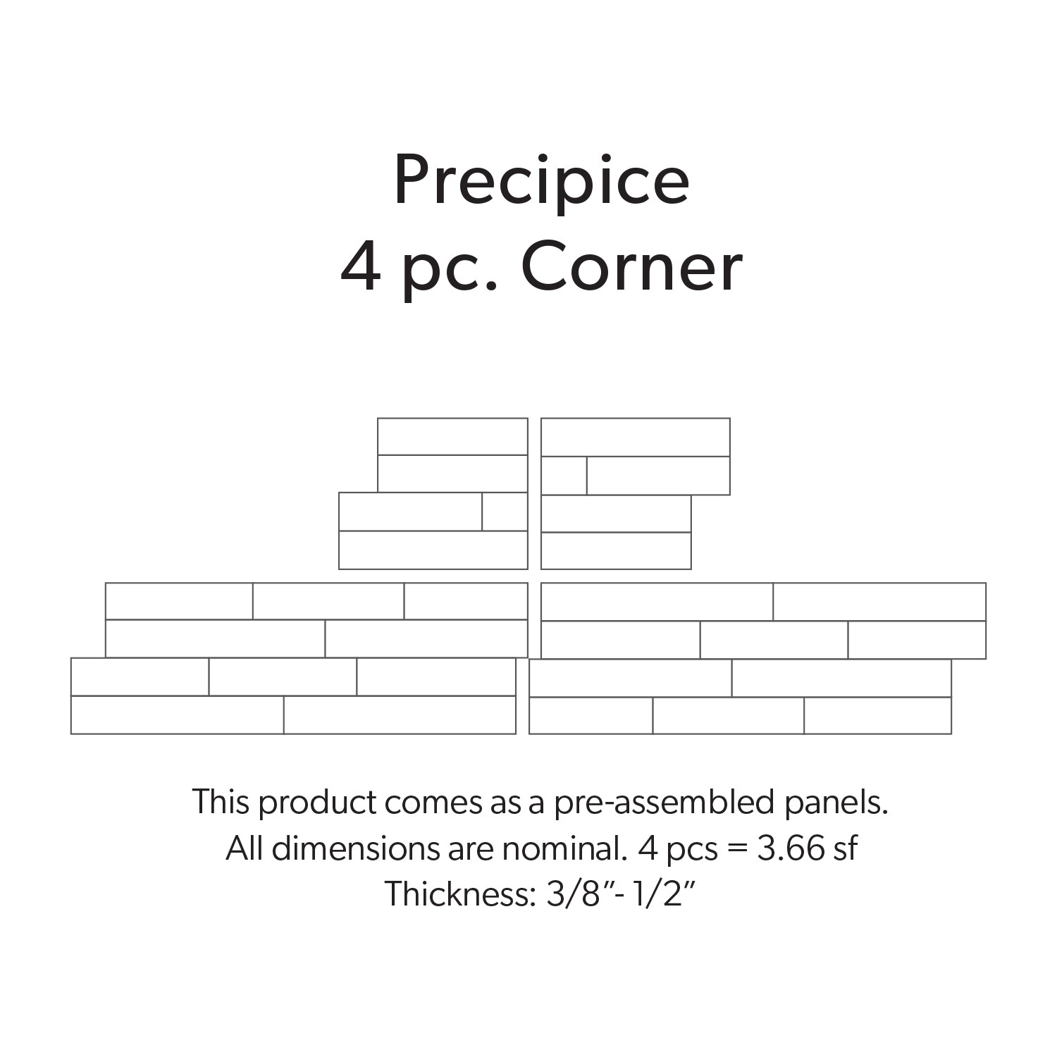 Precipice Corner 4 pc set Alabaster Honed