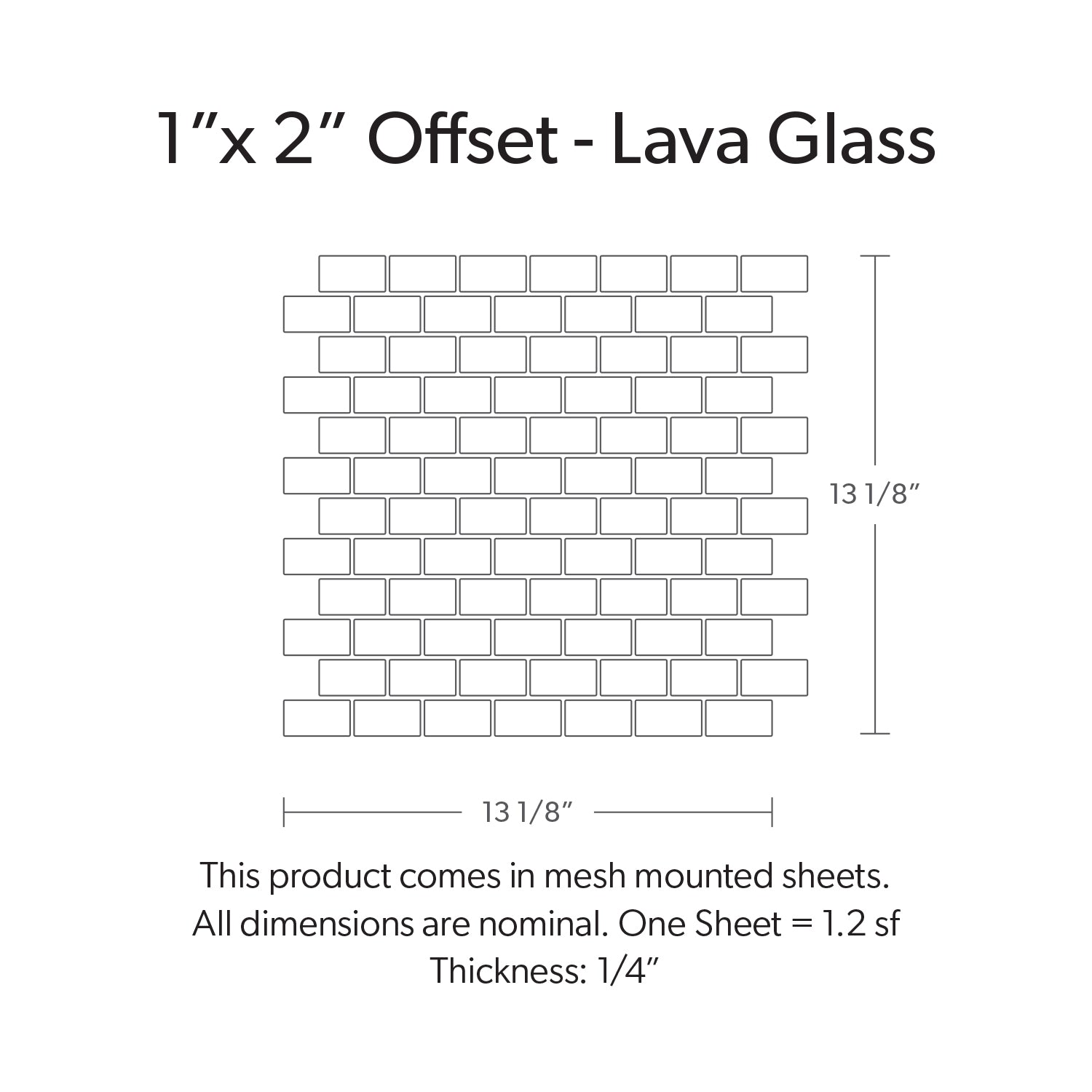 Lava 1x2 Offset Slip-Resistant Mosaic - Burning Ice