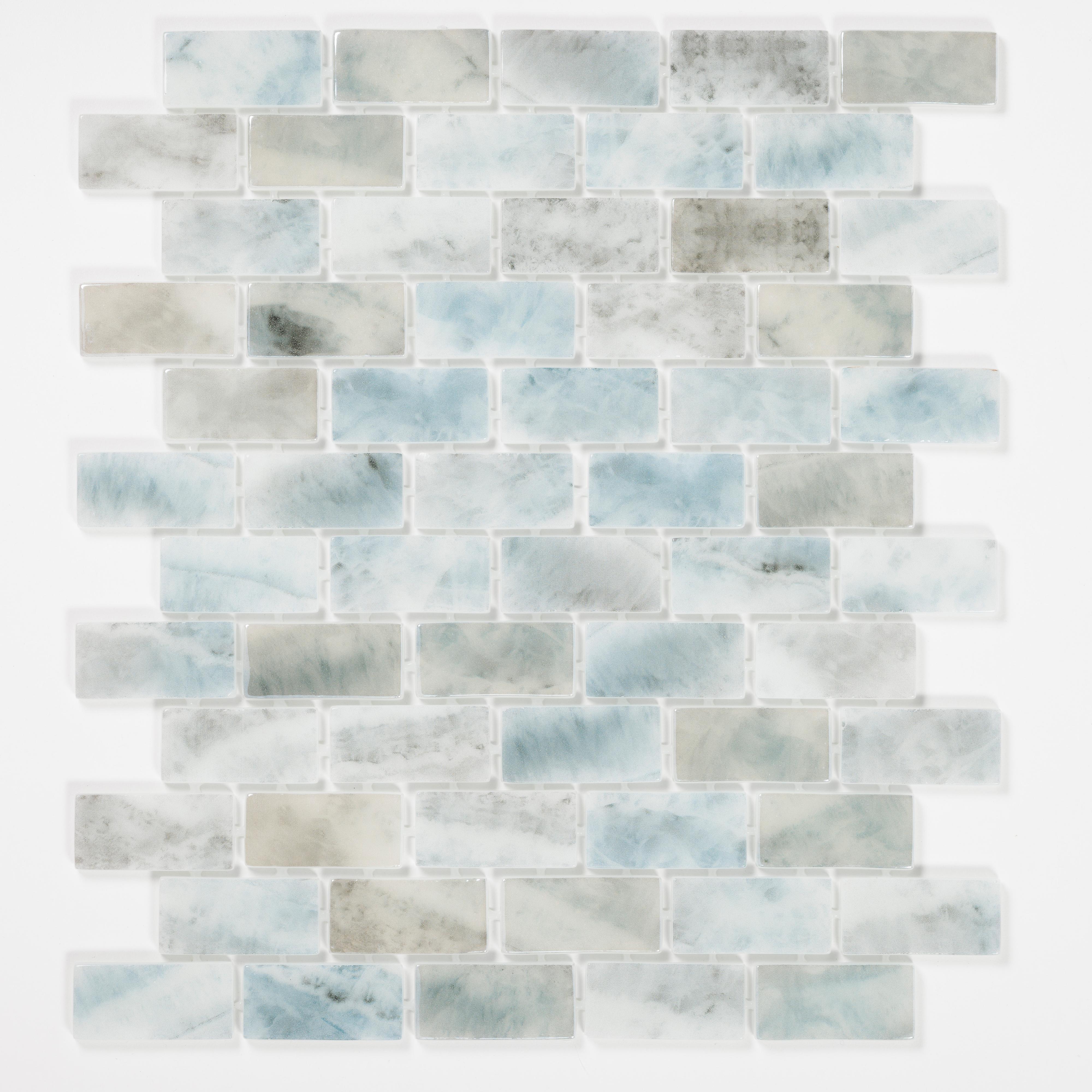 Salt Mist 1x2 Offset Glass Mosaic Pool Tile