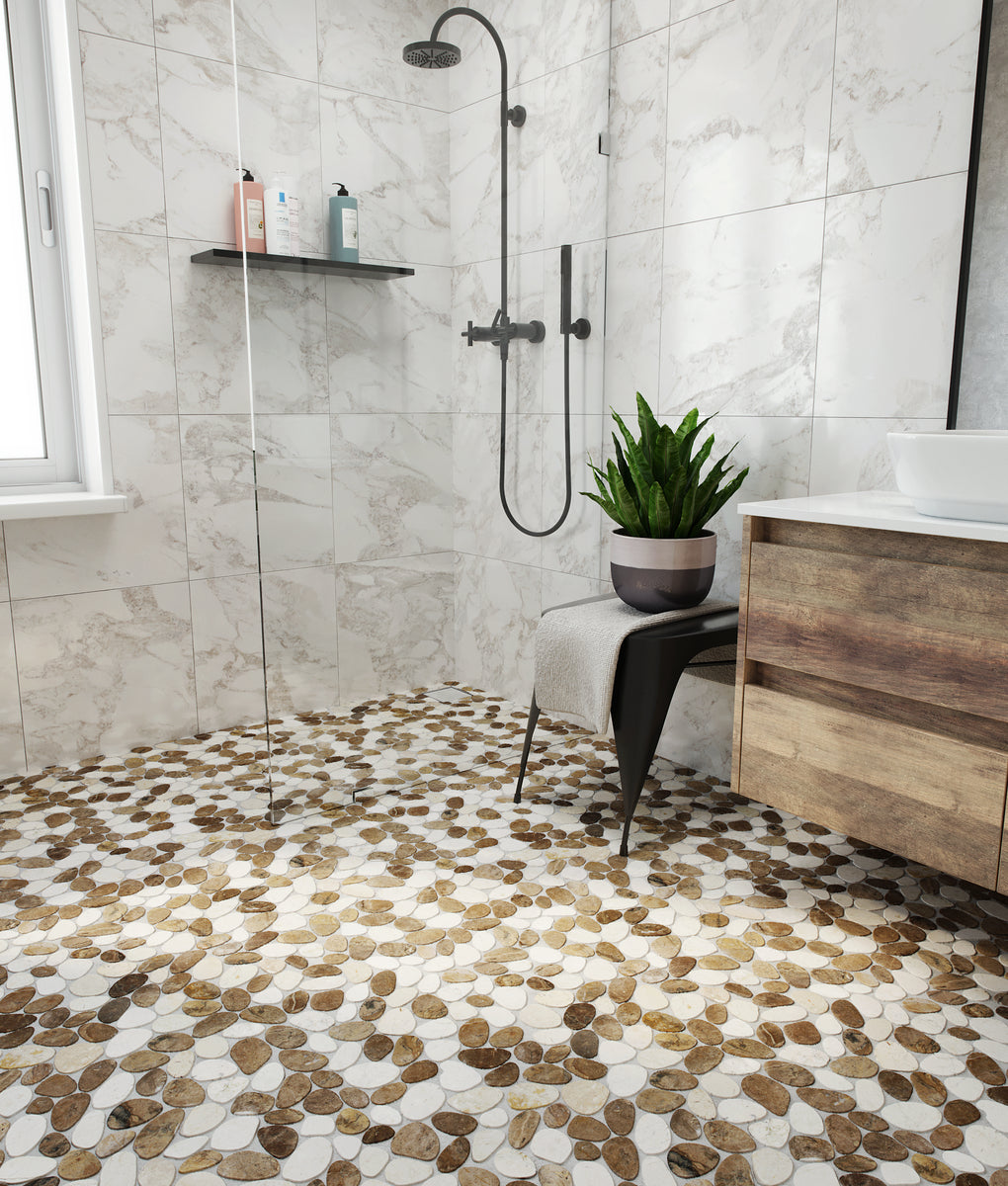 Cobbles Beige & Tan Marble Tumbled