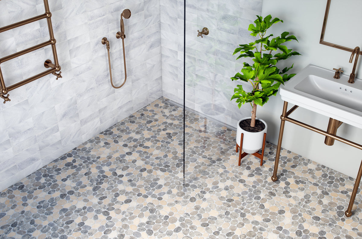 Cobbles Swirl Grey & Beige Marble Tumbled