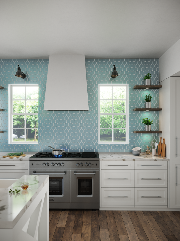 3" Hexagon | Stratos Gloss kitchen backsplash