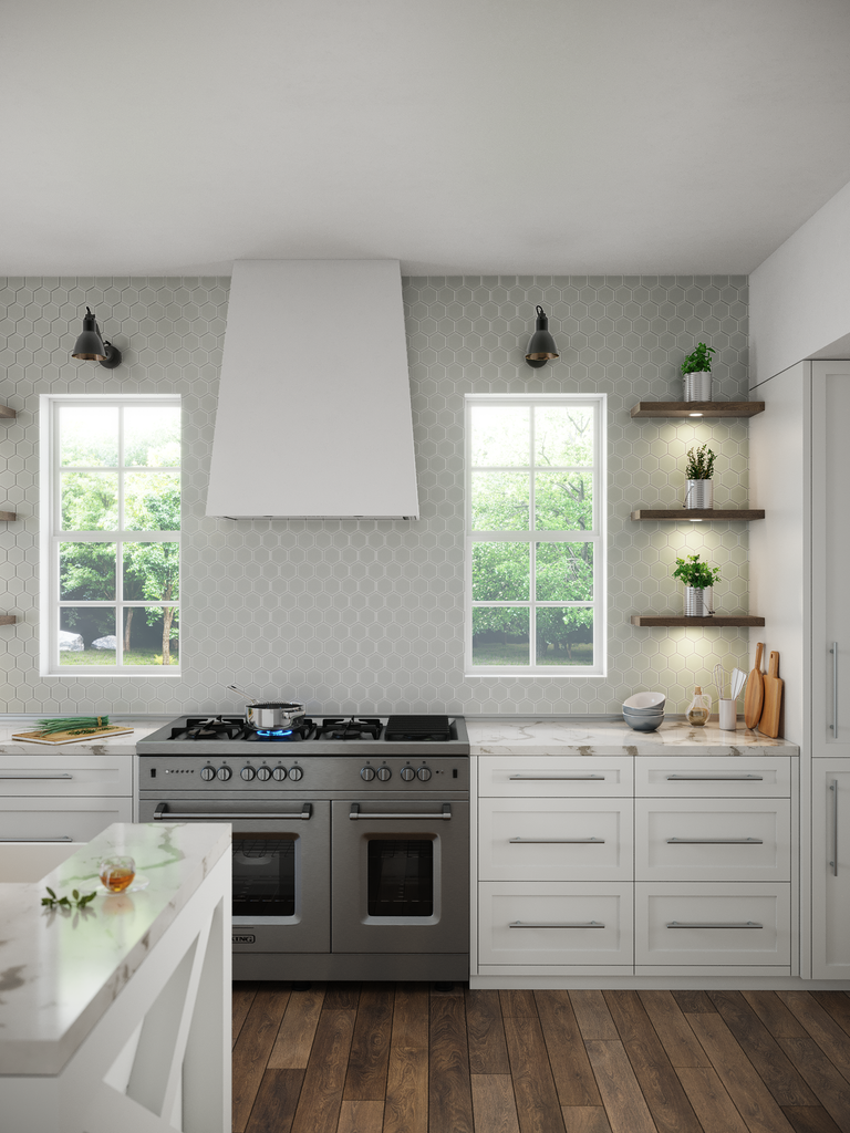 3" Hexagon | Tule Gloss kitchen backsplash
